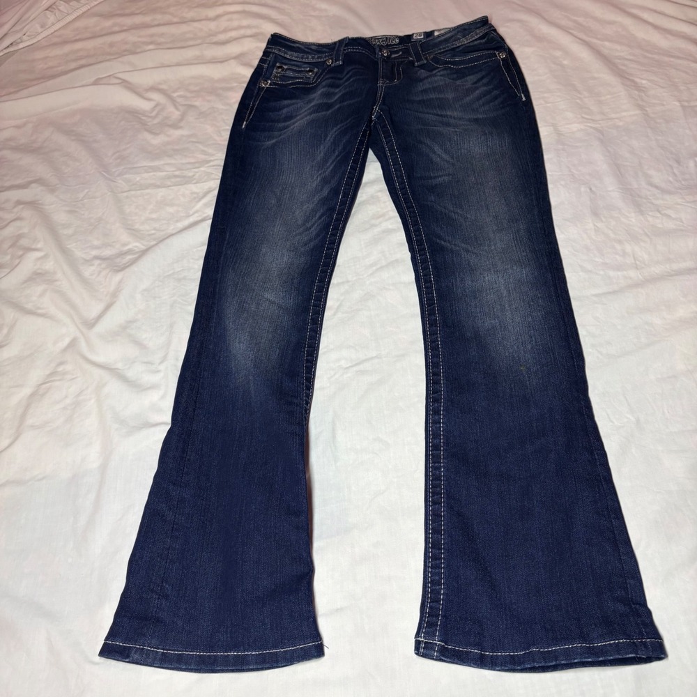 Miss Me Signature Rise Bootcut Jeans Dark Wash Embellished JP4656B12 28X31